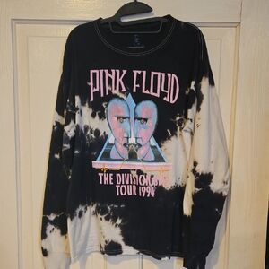 1994 Pink Floyd "The Division Bell" TouBlack and White Tie-Dye Long Sleeve Shirt